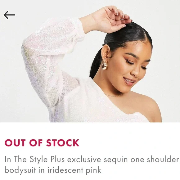 NYE One Shoulder Iridescent Pink Plus Size Bodysuit - Picture 3 of 5